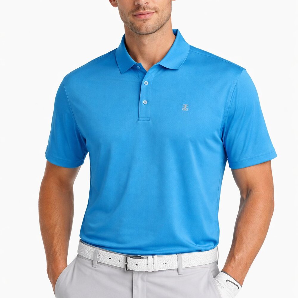 IZOD Golf Polo Shirt Mens Large Hawaiian Ocean Blue Stretch Performance New